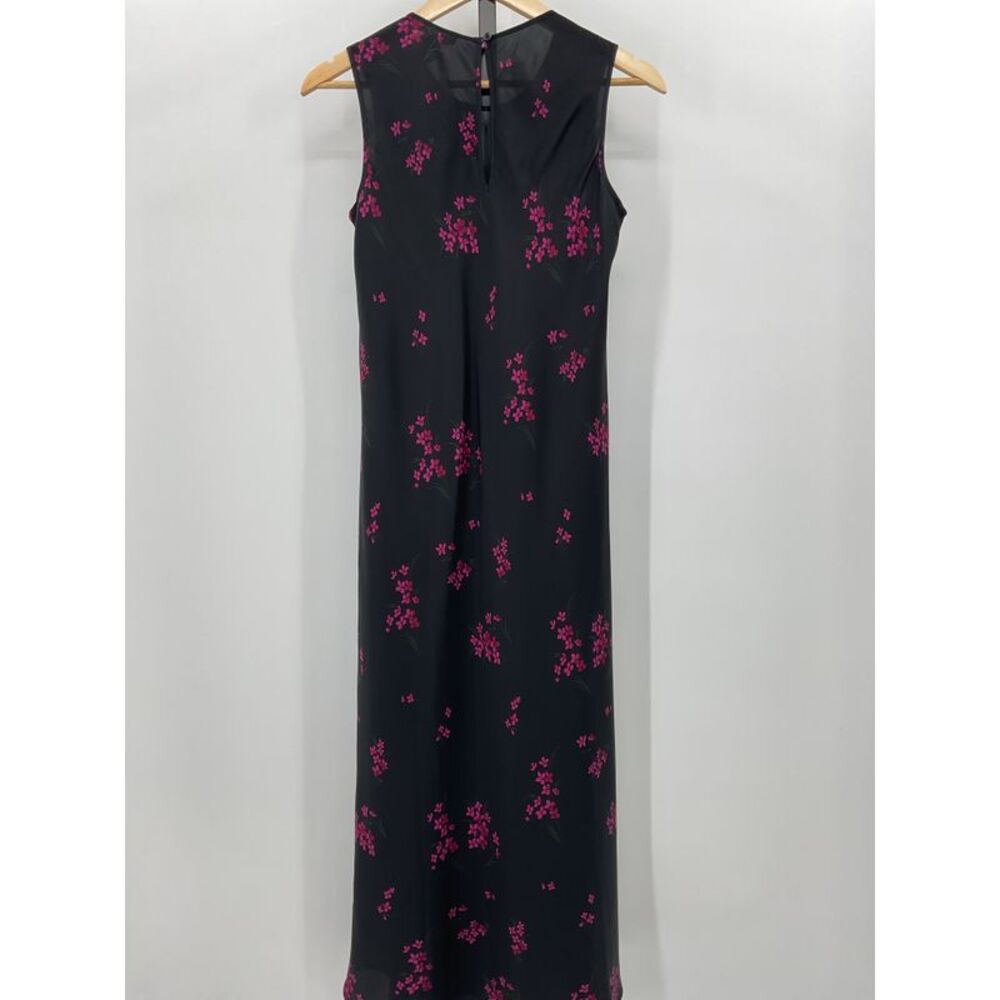 Quince Women's Washable Stretch Silk Tank Midi Dress Garnet Garden Black S